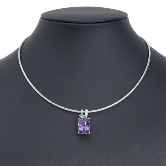 TASAKI Necklace K18 White Gold, Amethyst, Aquamarine/Diamond Silver Women Used Authentic