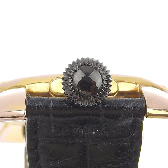 Gaga Milano Watches Quartz Plated Gold, embossed leather black Vellfire Manure 46 black dial mens Used Authentic