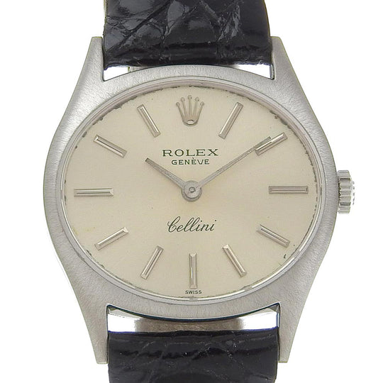 ROLEX Watches Hand Winding 6618 K18 White Gold, Leather Silver cal.1600 Geneva Cherini Silver dial Women Used Authentic