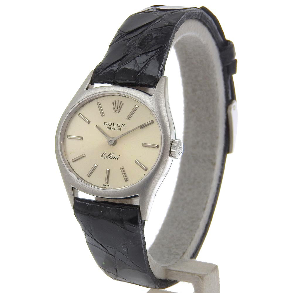 ROLEX Watches Hand Winding 6618 K18 White Gold, Leather Silver cal.1600 Geneva Cherini Silver dial Women Used Authentic