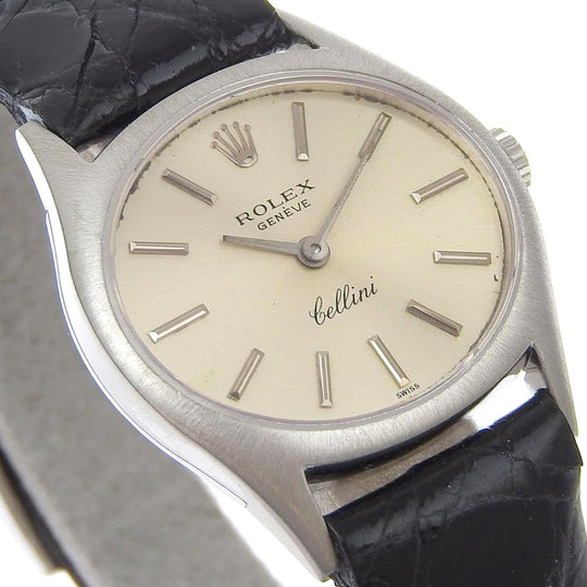 ROLEX Watches Hand Winding 6618 K18 White Gold, Leather Silver cal.1600 Geneva Cherini Silver dial Women Used Authentic