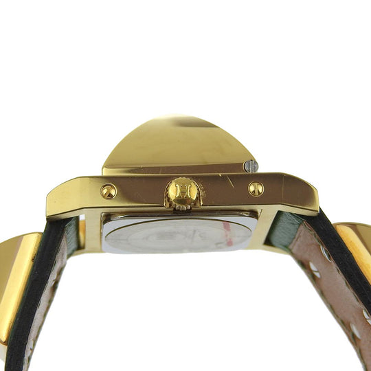HERMES Watches Quartz ME1.201 Plated Gold , Leather gold Medor White dial Women Used Authentic