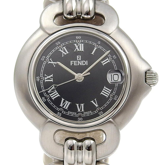 FENDI Watches Quartz 1600G Stainless Steel black black dial Women Used Authentic