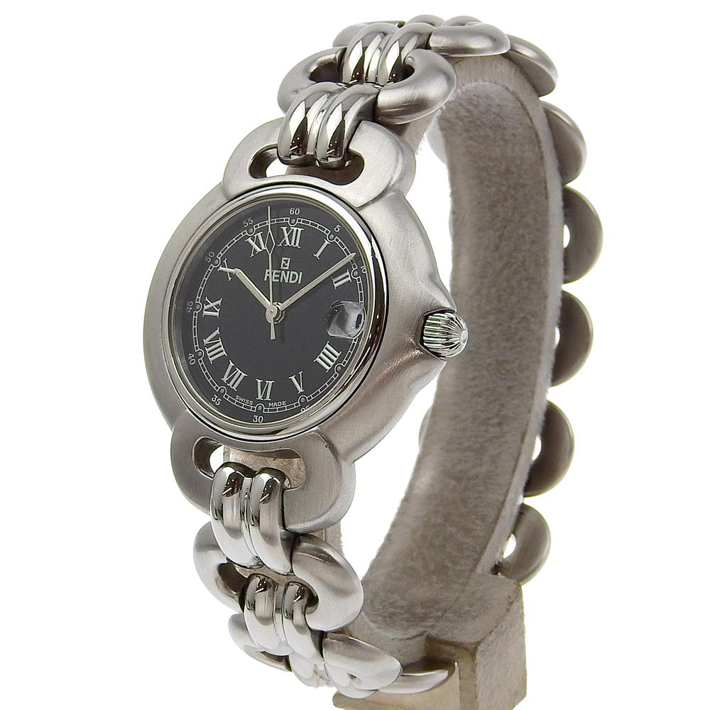 FENDI Watches Quartz 1600G Stainless Steel black black dial Women Used Authentic