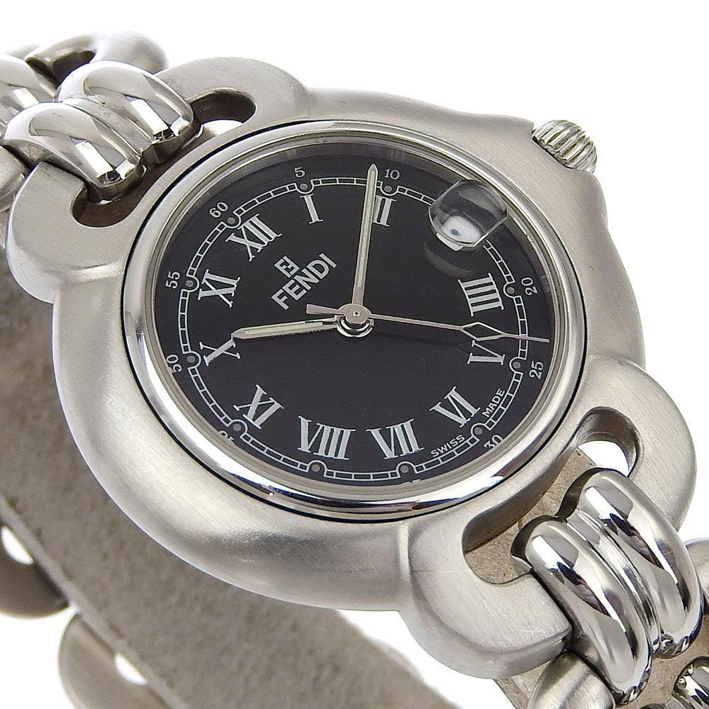 FENDI Watches Quartz 1600G Stainless Steel black black dial Women Used Authentic