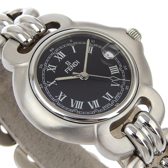 FENDI Watches Quartz 1600G Stainless Steel black black dial Women Used Authentic