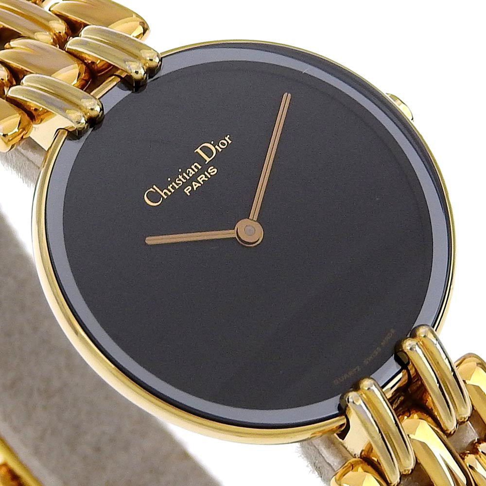 Christian Dior Watches Quartz 46154-3 Plated Gold black Bakira black dial Women Used Authentic