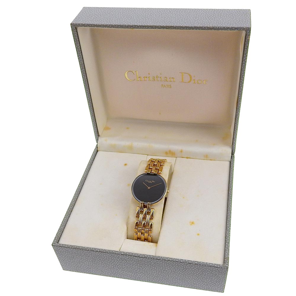 Christian Dior Watches Quartz 46154-3 Plated Gold black Bakira black dial Women Used Authentic