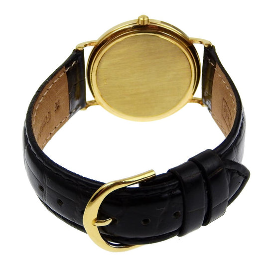 OMEGA Watches Quartz K18 Yellow Gold, Embossed Leather Silver gold dial