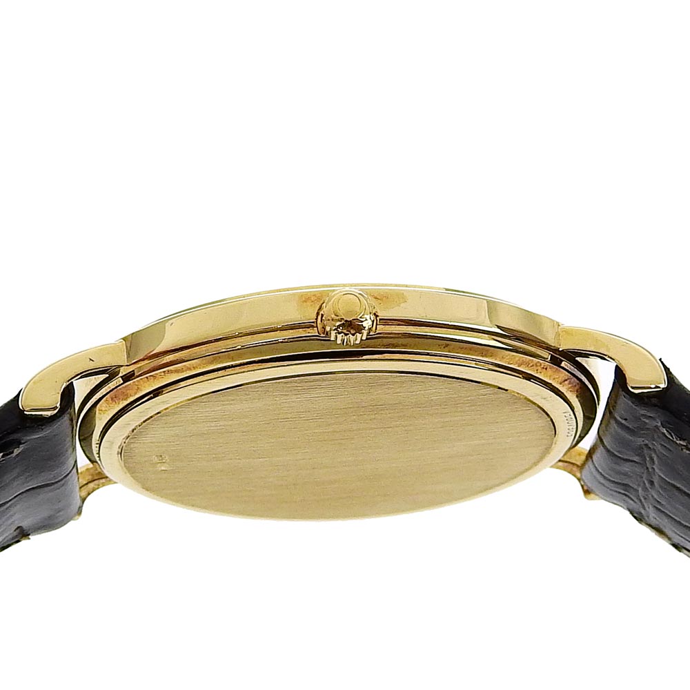 OMEGA Watches Quartz K18 Yellow Gold, Embossed Leather Silver gold dial