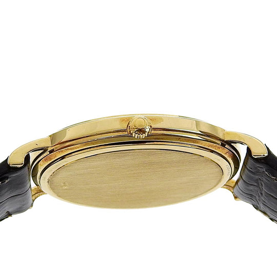 OMEGA Watches Quartz K18 Yellow Gold, Embossed Leather Silver gold dial