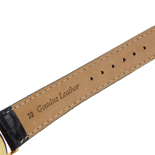 OMEGA Watches Quartz K18 Yellow Gold, Embossed Leather Silver gold dial