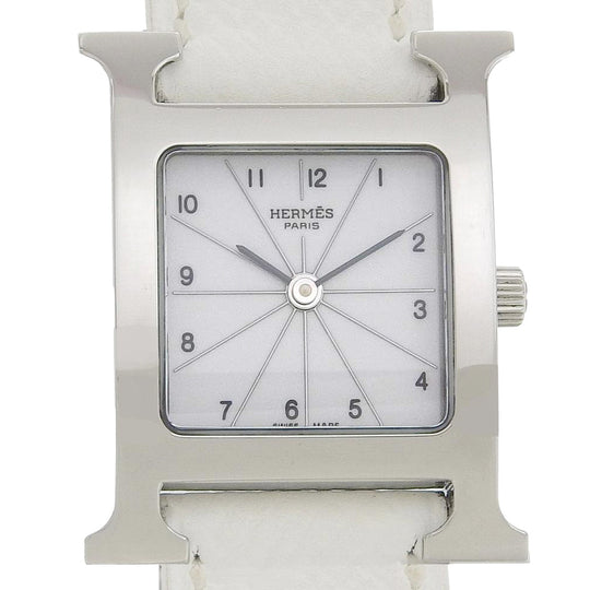 HERMES Watches Quartz HH1.210 Stainless Steel , Leather white H watch White dial Women Used Authentic