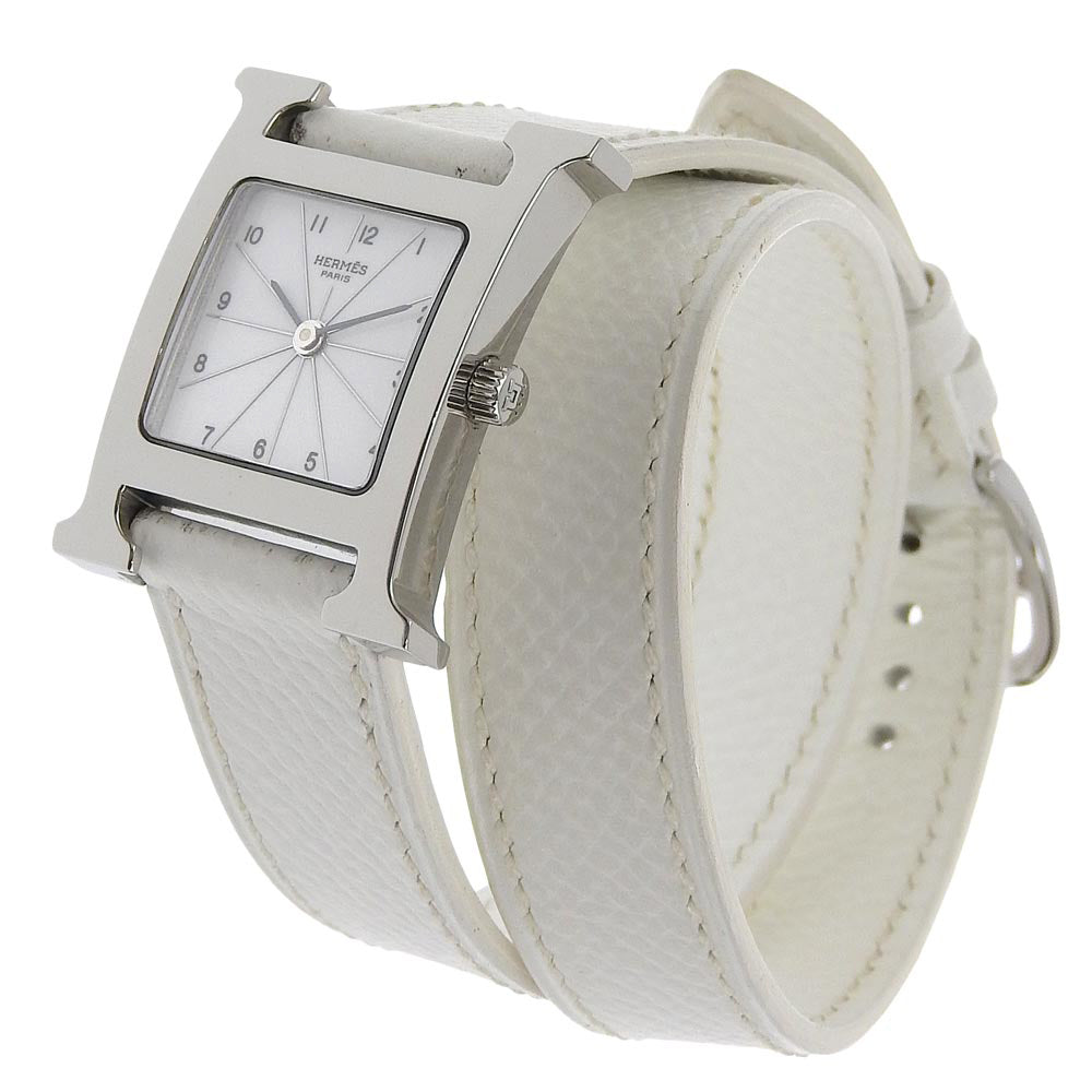 HERMES Watches Quartz HH1.210 Stainless Steel , Leather white H watch White dial Women Used Authentic