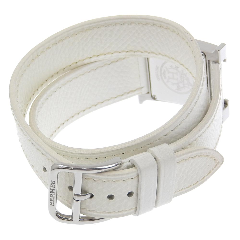 HERMES Watches Quartz HH1.210 Stainless Steel , Leather white H watch White dial Women Used Authentic