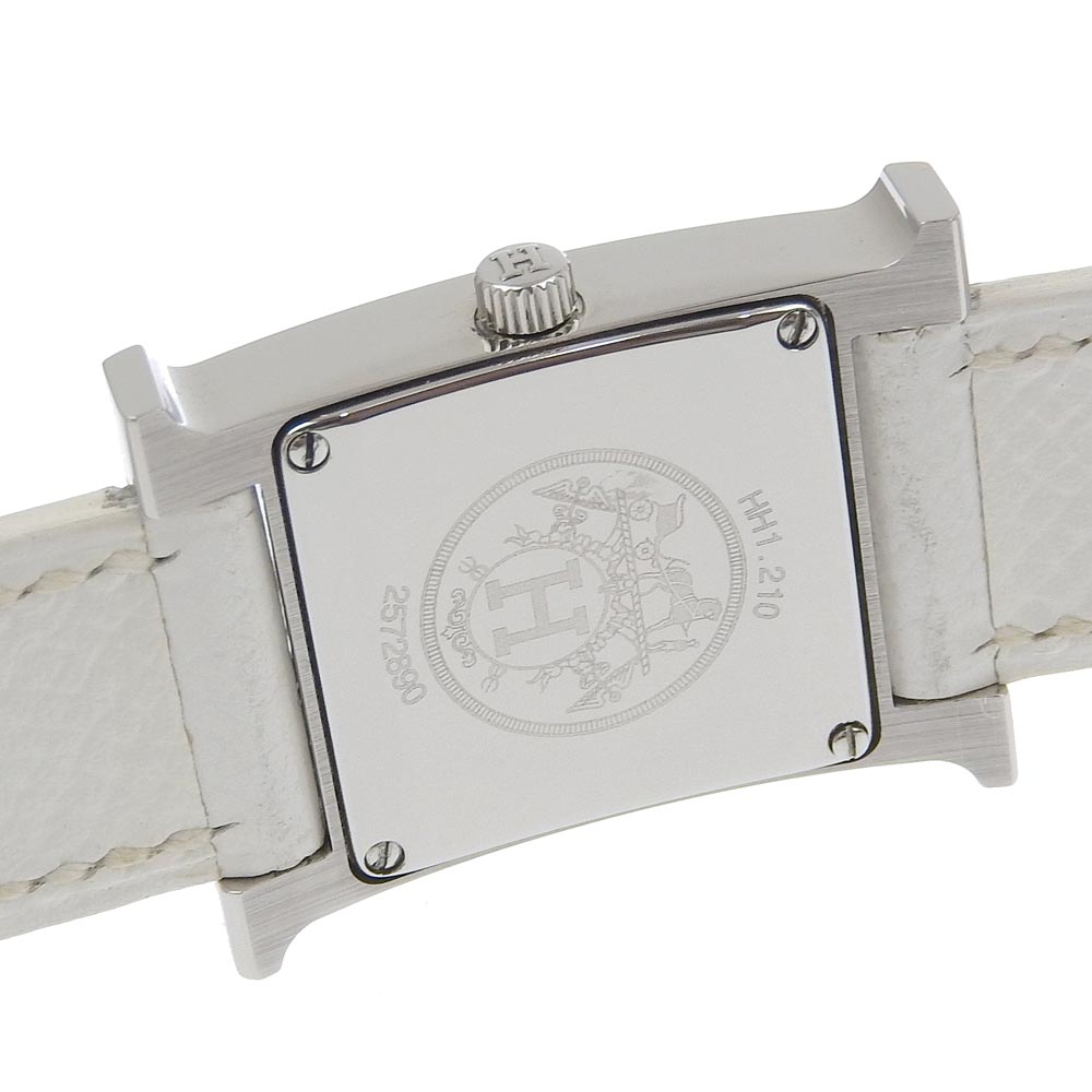 HERMES Watches Quartz HH1.210 Stainless Steel , Leather white H watch White dial Women Used Authentic