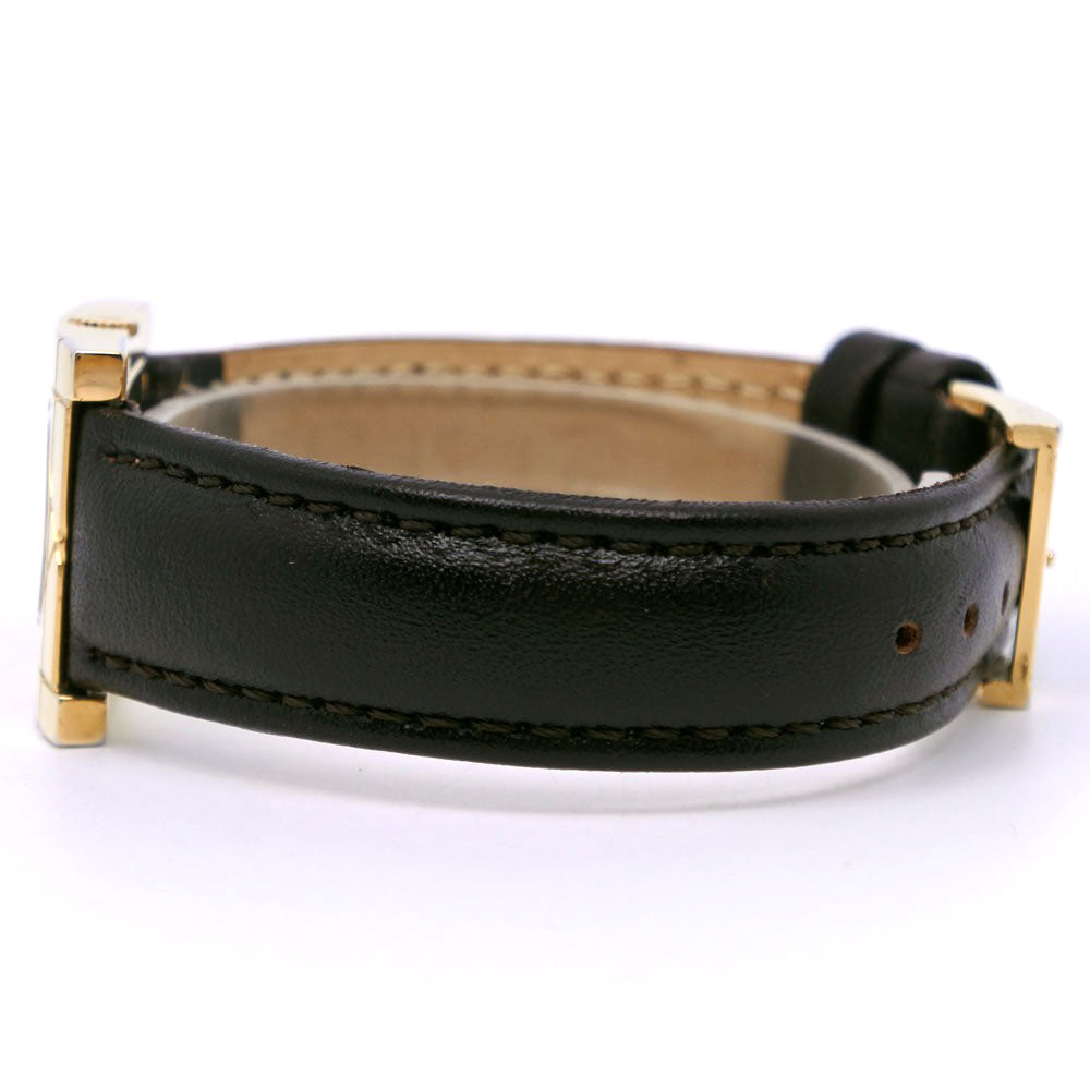 Dior Watches Quartz D82-150 Plated Gold, embossed leather black Cannage Square black dial Women Used Authentic