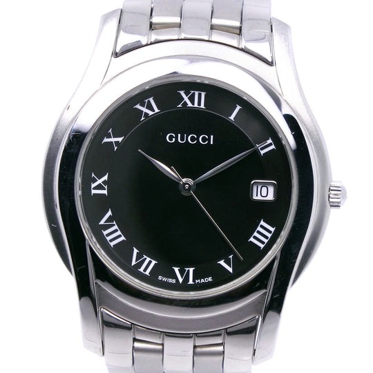 GUCCI Watches Quartz 5500M Stainless Steel Silver black dial mens Used Authentic