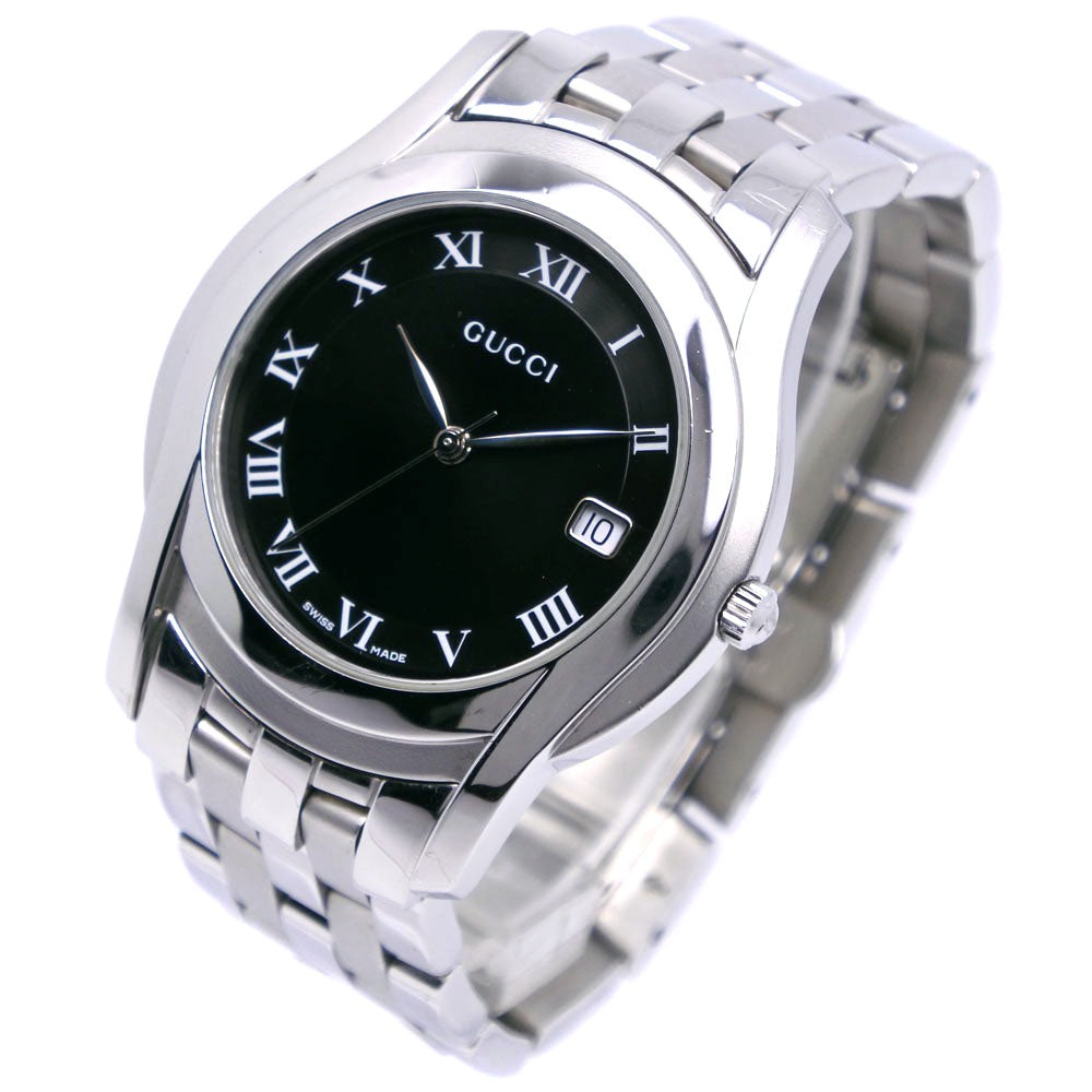 GUCCI Watches Quartz 5500M Stainless Steel Silver black dial mens Used Authentic