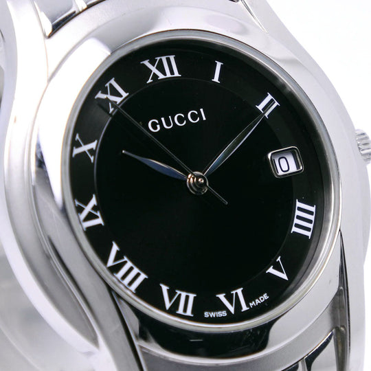 GUCCI Watches Quartz 5500M Stainless Steel Silver black dial mens Used Authentic