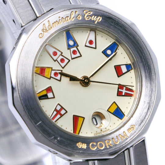 CORUM Watches Quartz 39.610.20V50B Stainless Steel Silver Admirals cup Ivory dial mens Used Authentic