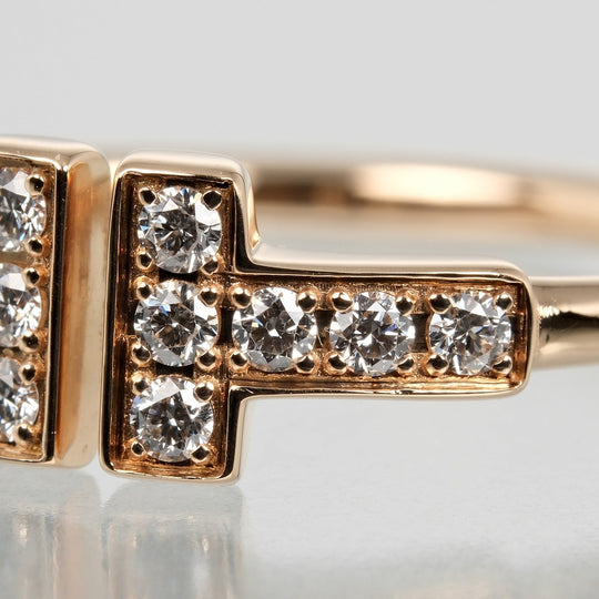 TIFFANY&Co. Ring K18 pink gold, diamond gold T wire Women Used Authentic