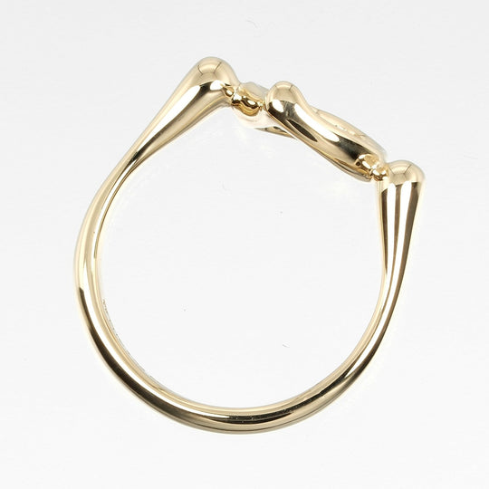 TIFFANY&Co. Ring K18 Yellow Gold, 3P Diamond gold Open heart Women Used Authentic