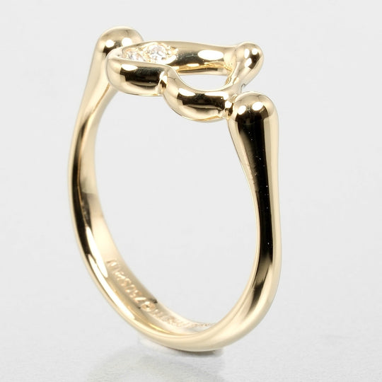 TIFFANY&Co. Ring K18 Yellow Gold, 3P Diamond gold Open heart Women Used Authentic