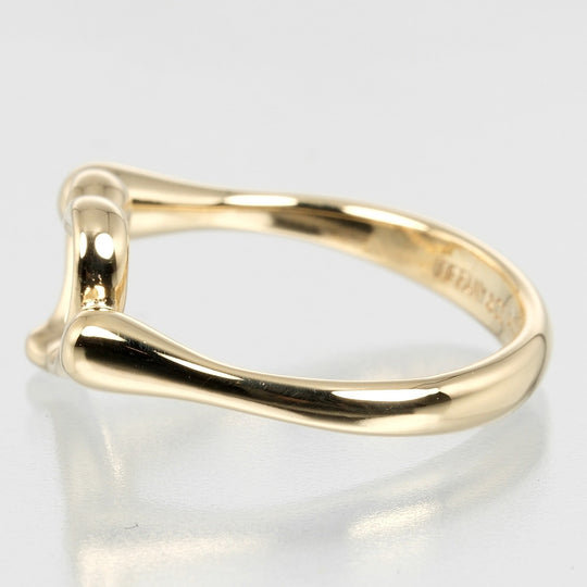 TIFFANY&Co. Ring K18 Yellow Gold, 3P Diamond gold Open heart Women Used Authentic