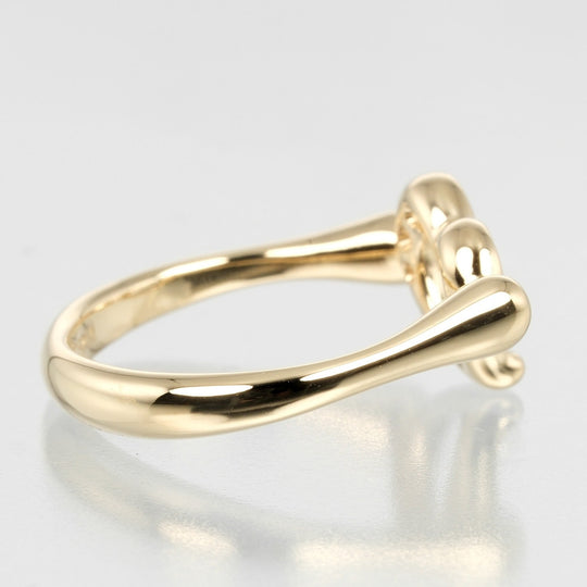 TIFFANY&Co. Ring K18 Yellow Gold, 3P Diamond gold Open heart Women Used Authentic