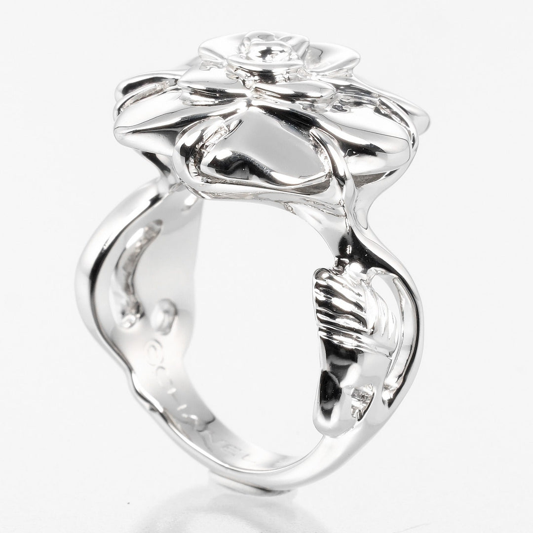 CHANEL Ring K18 white gold White gold Camelia Women Used Authentic