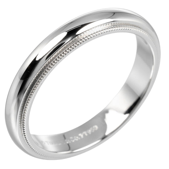 TIFFANY&Co. Ring Pt950Platinum Silver 0.2" model Gathered Milgrain mens Used Authentic