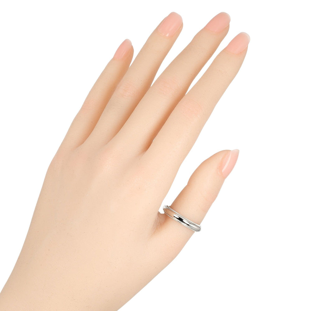 TIFFANY&Co. Ring Pt950Platinum Silver 0.2" model Gathered Milgrain mens Used Authentic