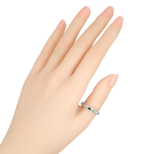 TIFFANY&Co. Ring Pt950Platinum Silver 0.2" model Gathered Milgrain mens Used Authentic