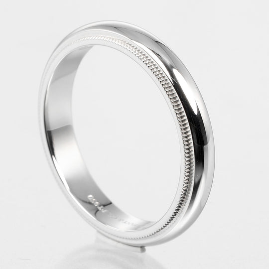 TIFFANY&Co. Ring Pt950Platinum Silver 0.2" model Gathered Milgrain mens Used Authentic