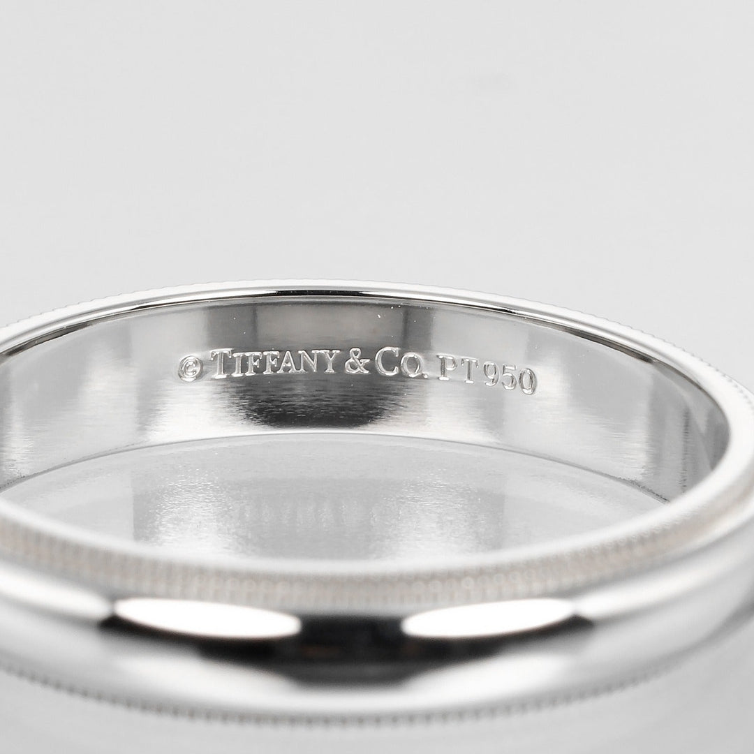 TIFFANY&Co. Ring Pt950Platinum Silver 0.2" model Gathered Milgrain mens Used Authentic