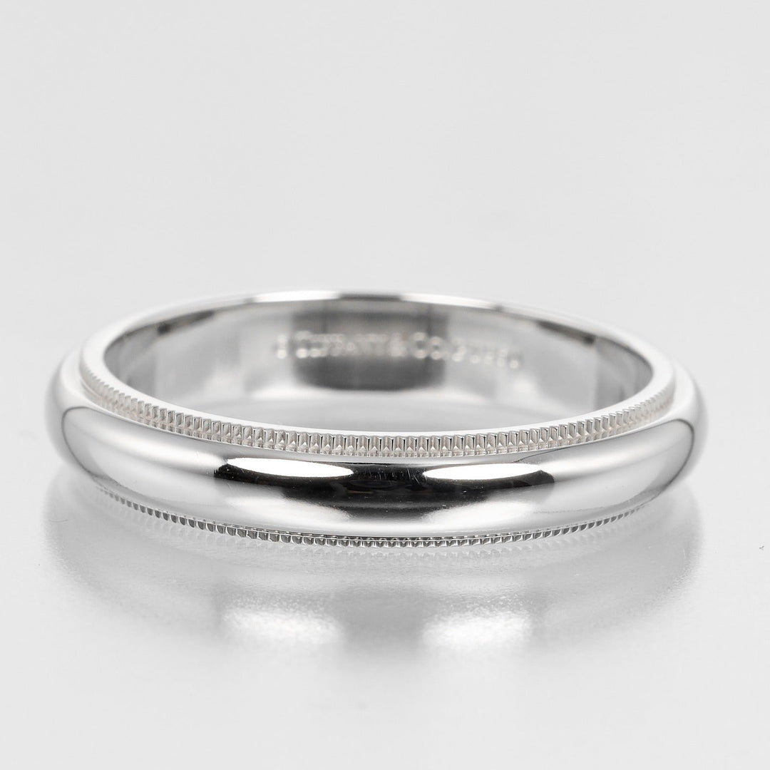 TIFFANY&Co. Ring Pt950Platinum Silver 0.2" model Gathered Milgrain mens Used Authentic