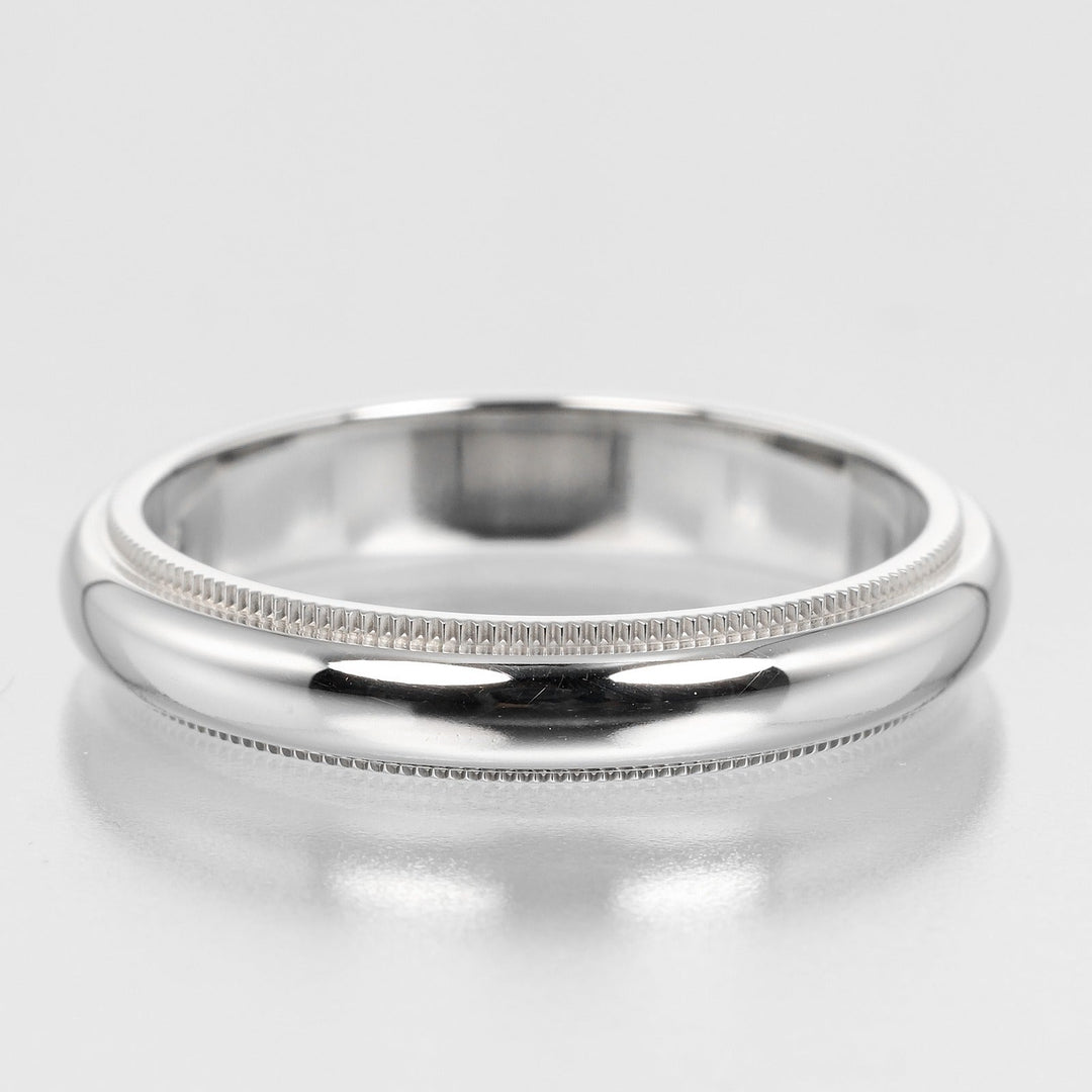 TIFFANY&Co. Ring Pt950Platinum Silver 0.2" model Gathered Milgrain mens Used Authentic