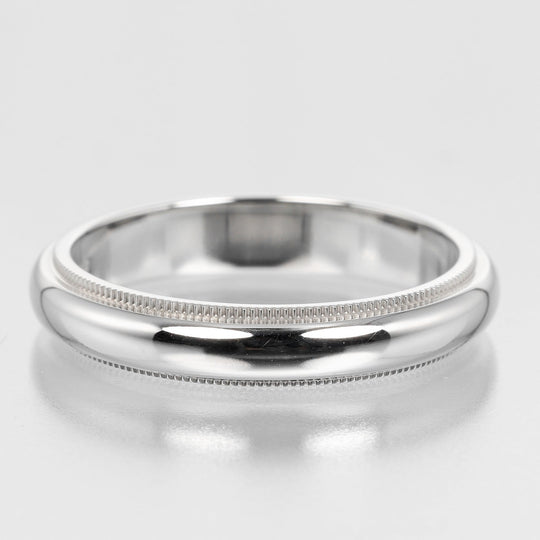 TIFFANY&Co. Ring Pt950Platinum Silver 0.2" model Gathered Milgrain mens Used Authentic