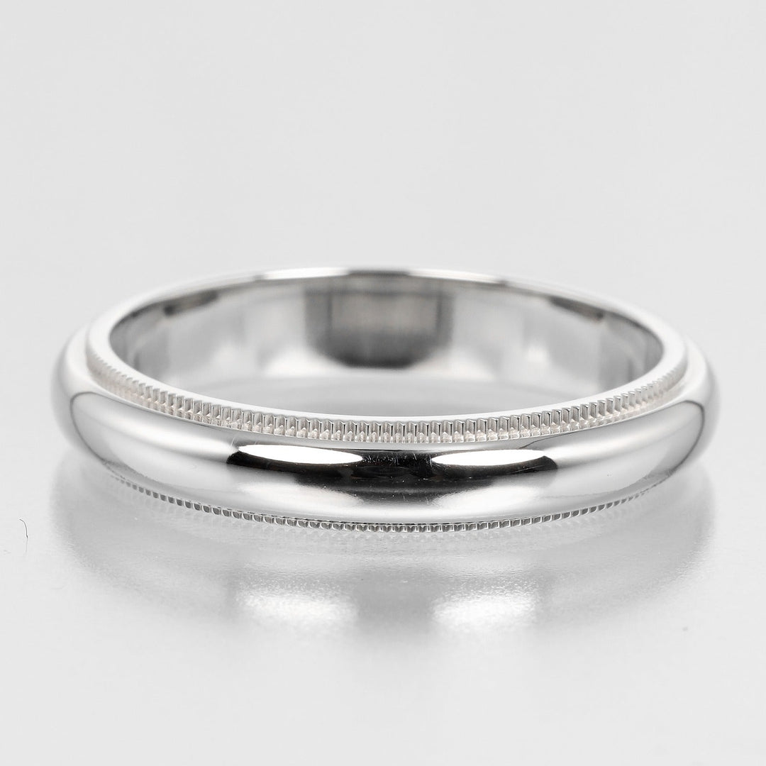 TIFFANY&Co. Ring Pt950Platinum Silver 0.2" model Gathered Milgrain mens Used Authentic
