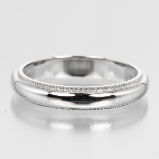 TIFFANY&Co. Ring Pt950Platinum Silver 0.2" model Gathered Milgrain mens Used Authentic