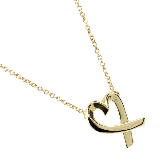 TIFFANY&Co. Necklace K18 yellow gold gold Loving heart Women Used Authentic