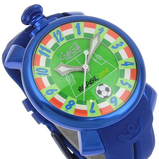Gaga Milano Watches Mechanical Automatic 5070 Rubber, Aluminum Blue Limited to 300 back scales brazil world cup 2014 Manure 48 Green dial mens Used Authentic