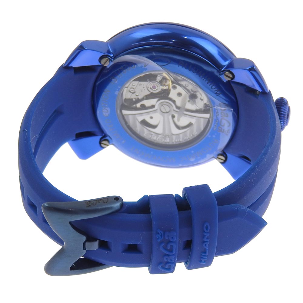 Gaga Milano Watches Mechanical Automatic 5070 Rubber, Aluminum Blue Limited to 300 back scales brazil world cup 2014 Manure 48 Green dial mens Used Authentic