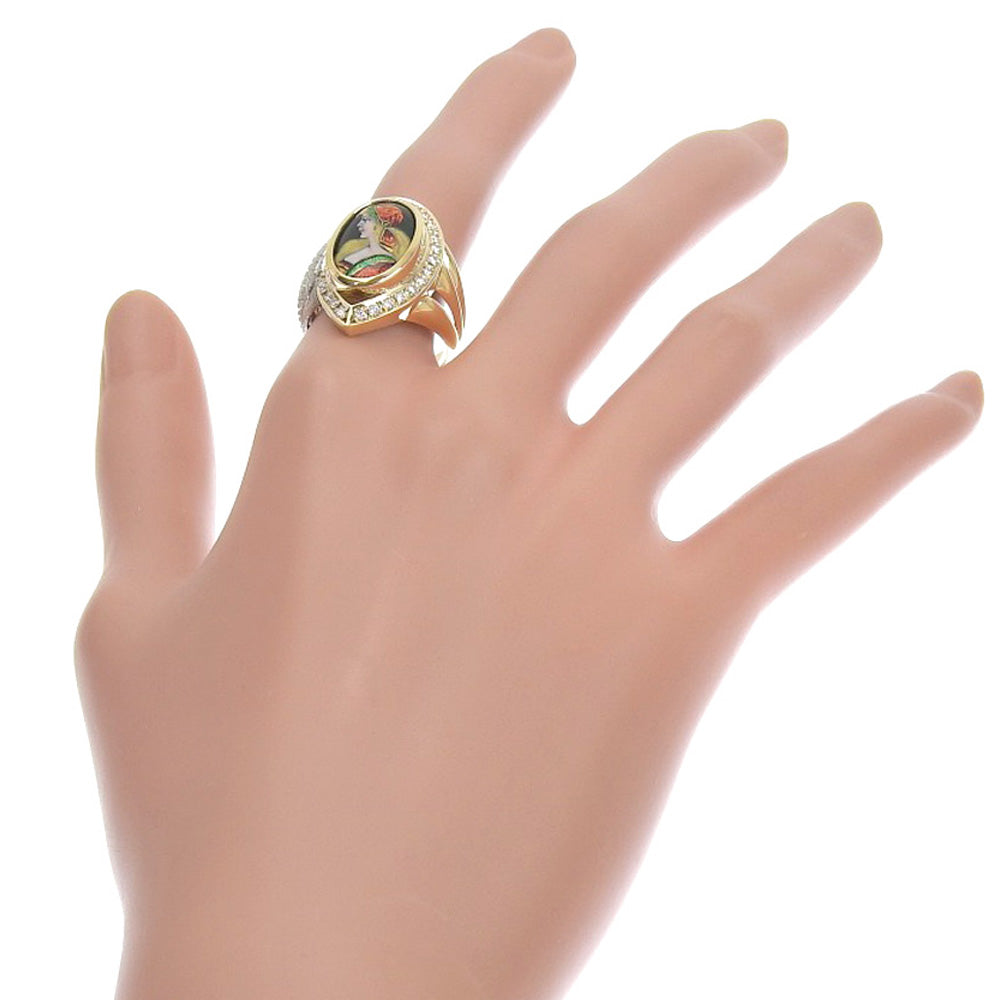 MITSUO KAJI Ring K18 Yellow Gold, Pt900Platinum, Diamond gold Emery Women Used Authentic
