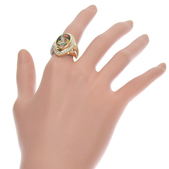 MITSUO KAJI Ring K18 Yellow Gold, Pt900Platinum, Diamond gold Emery Women Used Authentic
