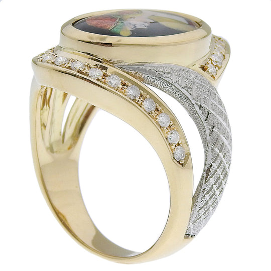MITSUO KAJI Ring K18 Yellow Gold, Pt900Platinum, Diamond gold Emery Women Used Authentic
