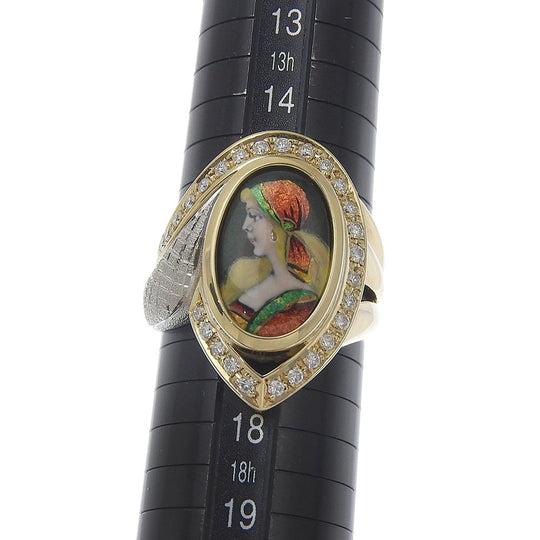 MITSUO KAJI Ring K18 Yellow Gold, Pt900Platinum, Diamond gold Emery Women Used Authentic
