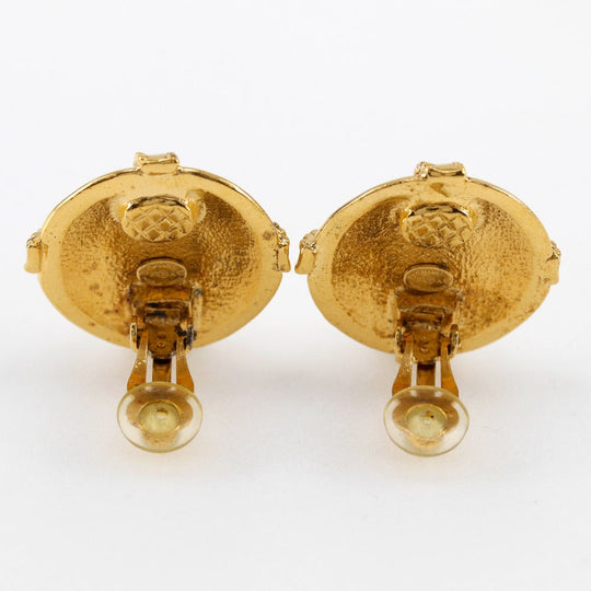 CHANEL Earring Plated Gold gold vintage COCO Mark Women Used Authentic