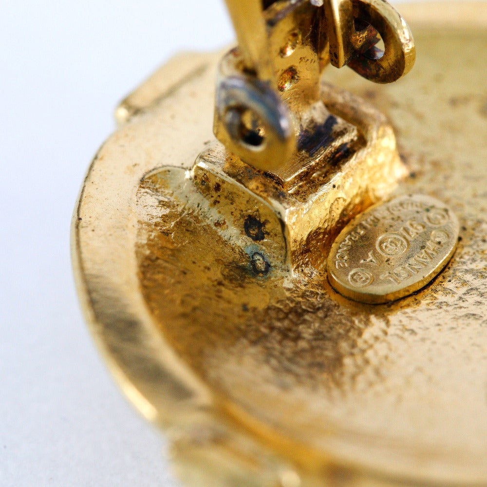 CHANEL Earring Plated Gold gold vintage COCO Mark Women Used Authentic